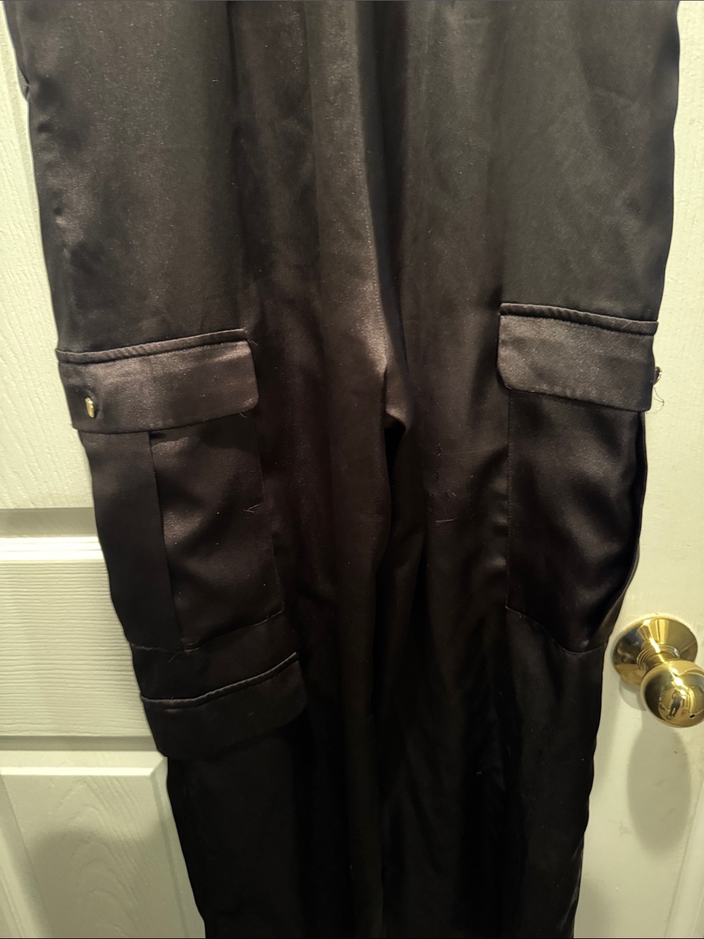 Zara Satin Effect Cargo Jumpsuit in black size xs (missing the belt) - Picture 9 of 12